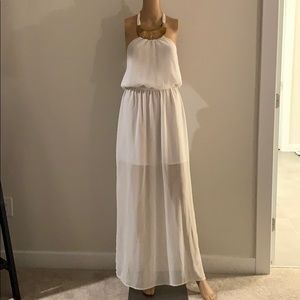 White full length sheet lined dress